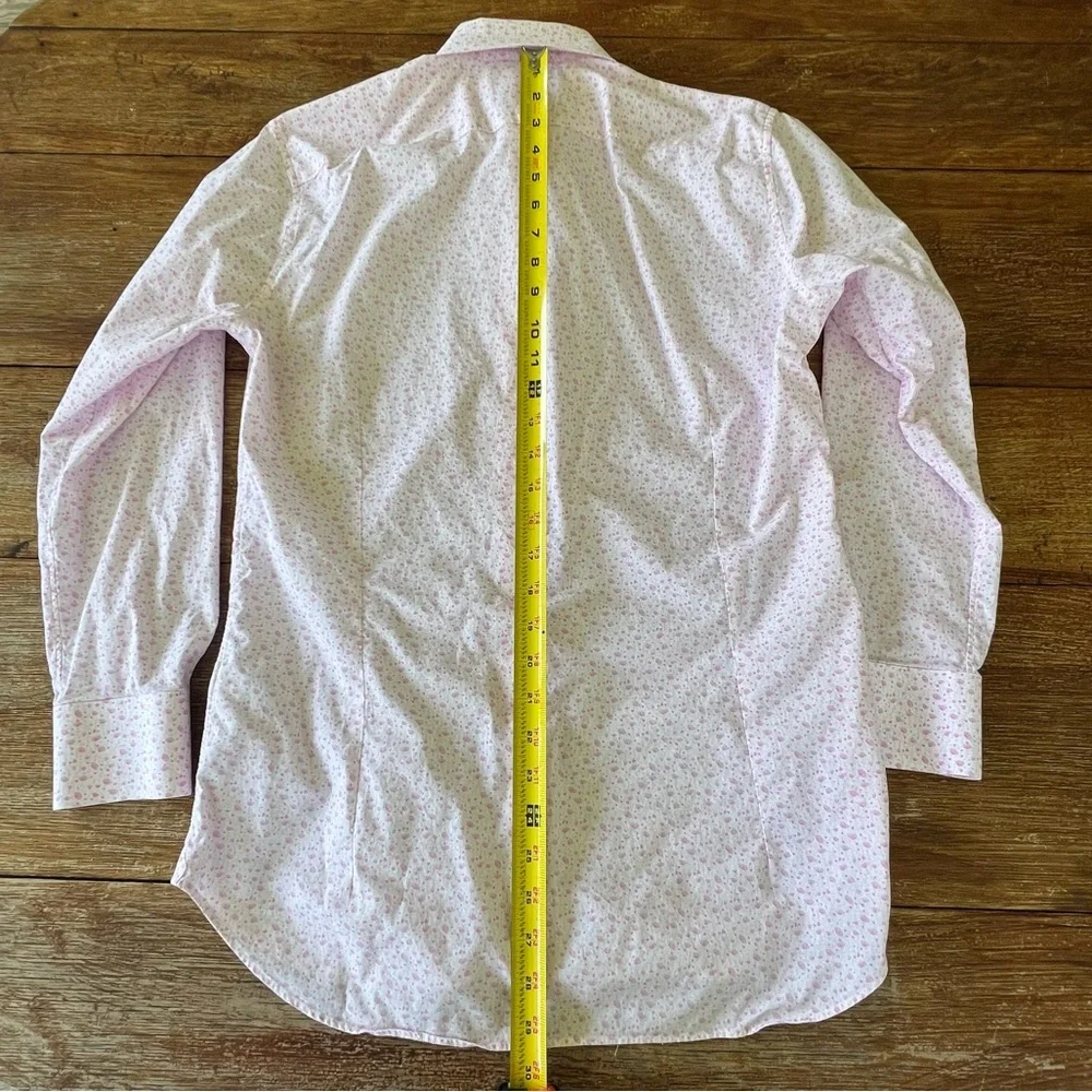 Bonobos Dress Shirt Pink Floral Slim Fit Cotton Long Sleeve Button Down 15.5/32